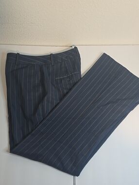 Worthington Navy Dress Pants with Tan Pinstripes